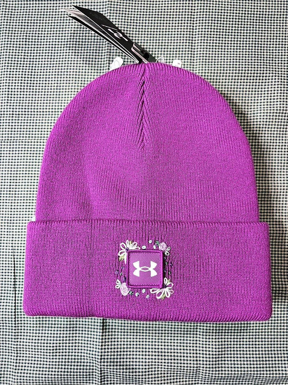 Under Armour Knit Beanie hand embroidered in Pink NWT